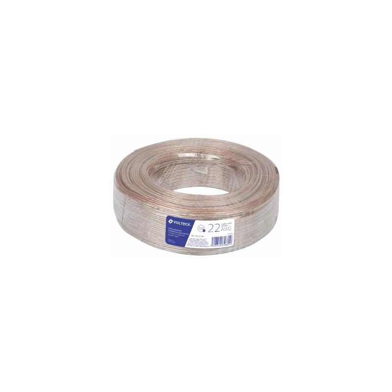 CABLE PARA BOCINA 22AWG TRANSPARENTE 100MTS VOLTECH CABO-22P