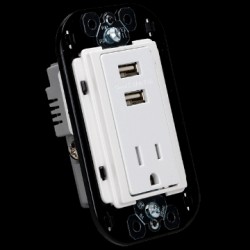 D 1 CONTACTO DUPLEX 2P+TIERRA Y PROTECC. INFANTIL C/2 CARGADORES USB 3.1 A BLANCO BTICINO MX QZ4028U