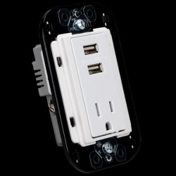 D 1 CONTACTO DUPLEX 2P+TIERRA Y PROTECC. INFANTIL C/2 CARGADORES USB 3.1 A BLANCO BTICINO MX QZ4028U