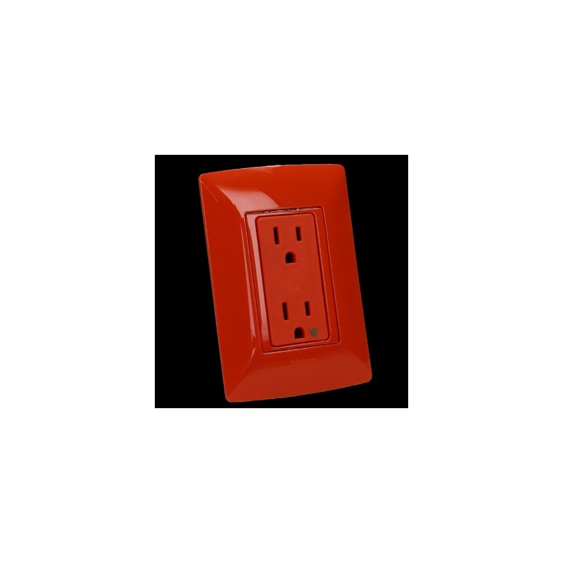 D 1 CONTACTO DUPLEX 3 MOD 2P+T CON ICFT 15A 125V C/PLACA NARANJA BTICINO MX QZ4028IGN