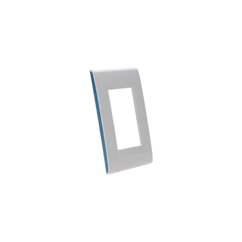 D 1 PLACA DE 3 U CON CHSASIS DE RESINA BLANCO CON LATERALES COLOR AQUA MODUS PRO E5N3AQPTL