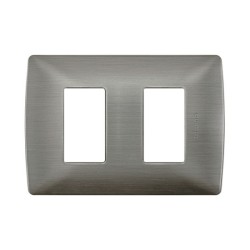 PLACA 2 MOD ACERO ALUMINIO C/CHASIS BTICINO MX