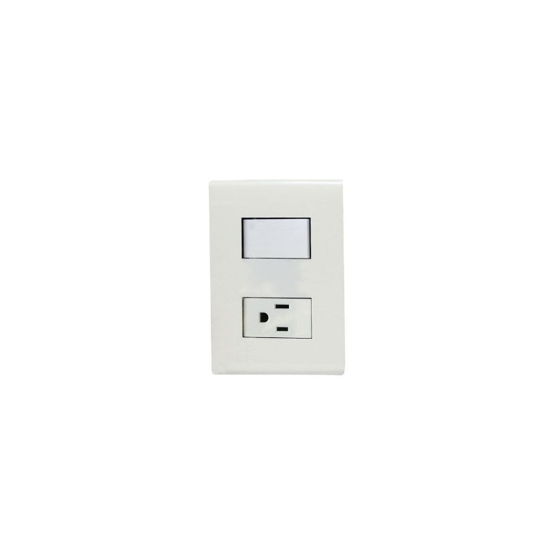 PLACA BLANCA CON UN CONTACTO SENCILLO Y UN CONTACTO 2P+T C/PROTECCION INFANTIL E2001/23PTLAB