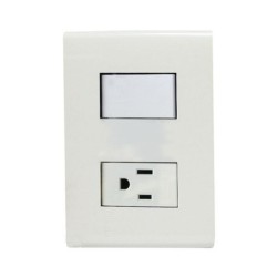 PLACA BLANCA CON UN CONTACTO SENCILLO Y UN CONTACTO 2P+T C/PROTECCION INFANTIL E2001/23PTLAB