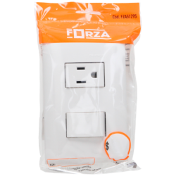PLACA CON UN INTERRUPTOR SENCILLO Y CONTACTO 2P+T C/PROTEC INFANTIL BLANCO BTICINO FORZA FZA5129S