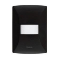 PLACA RESINA 1 MOD NEGRO OBSIDIANA C/CHASIS BTICINO MX QZ4803M1NR