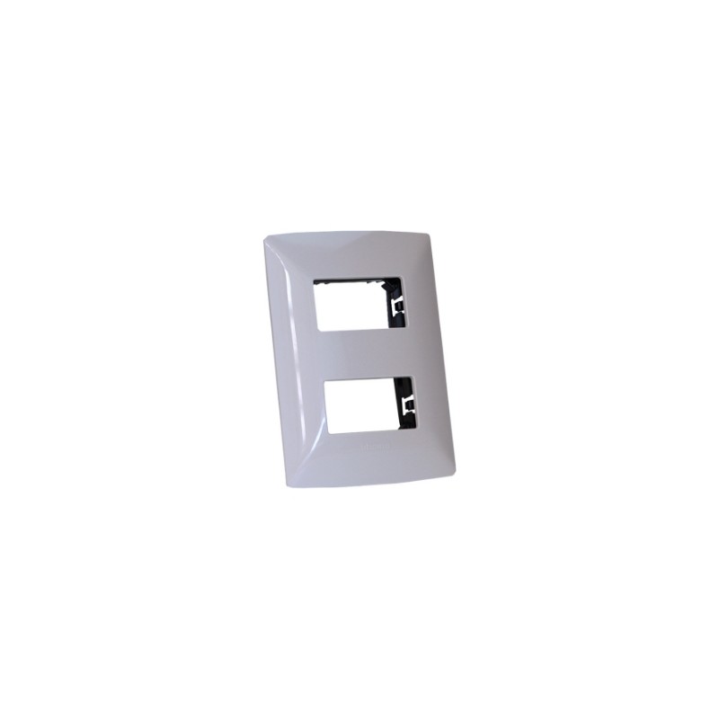 PLACA RESINA 2 MOD MARFIL C/CHASIS BTICINO MX QZ4803M2MA