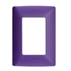 PLACA RESINA 3 MOD C/CHASIS COLOR LAVANDA(MORADO) BTICINO MX QZ4803M3BL