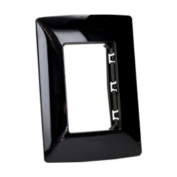 PLACA RESINA 3 MOD NEGRO OBSIDIANA C/CHASIS BTICINO MX QZ4803M3NR
