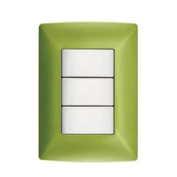 PLACA RESINA 3 MOD VERDE JADEC/CHASIS BTICINO MX QZ4803M3VE